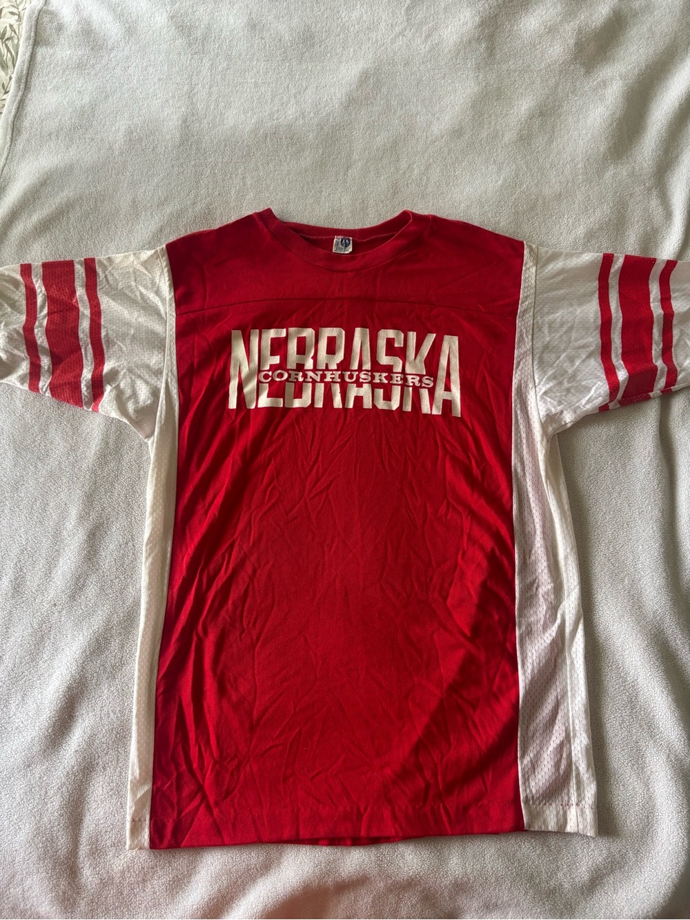 Vintage Nebraska Cornhuskers Red & White Short Sleeve Tee